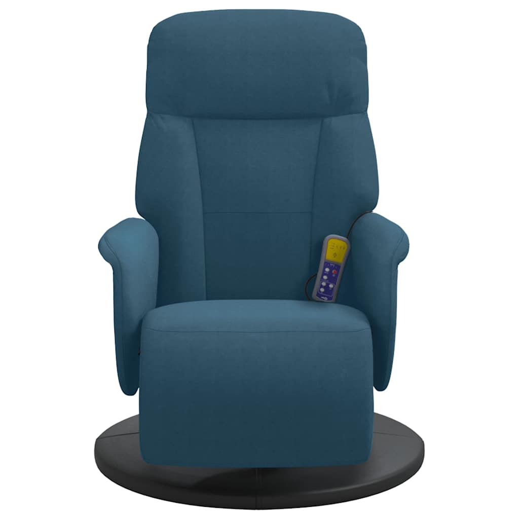 Cadeirão de massagens reclinável com apoio de pés veludo azul