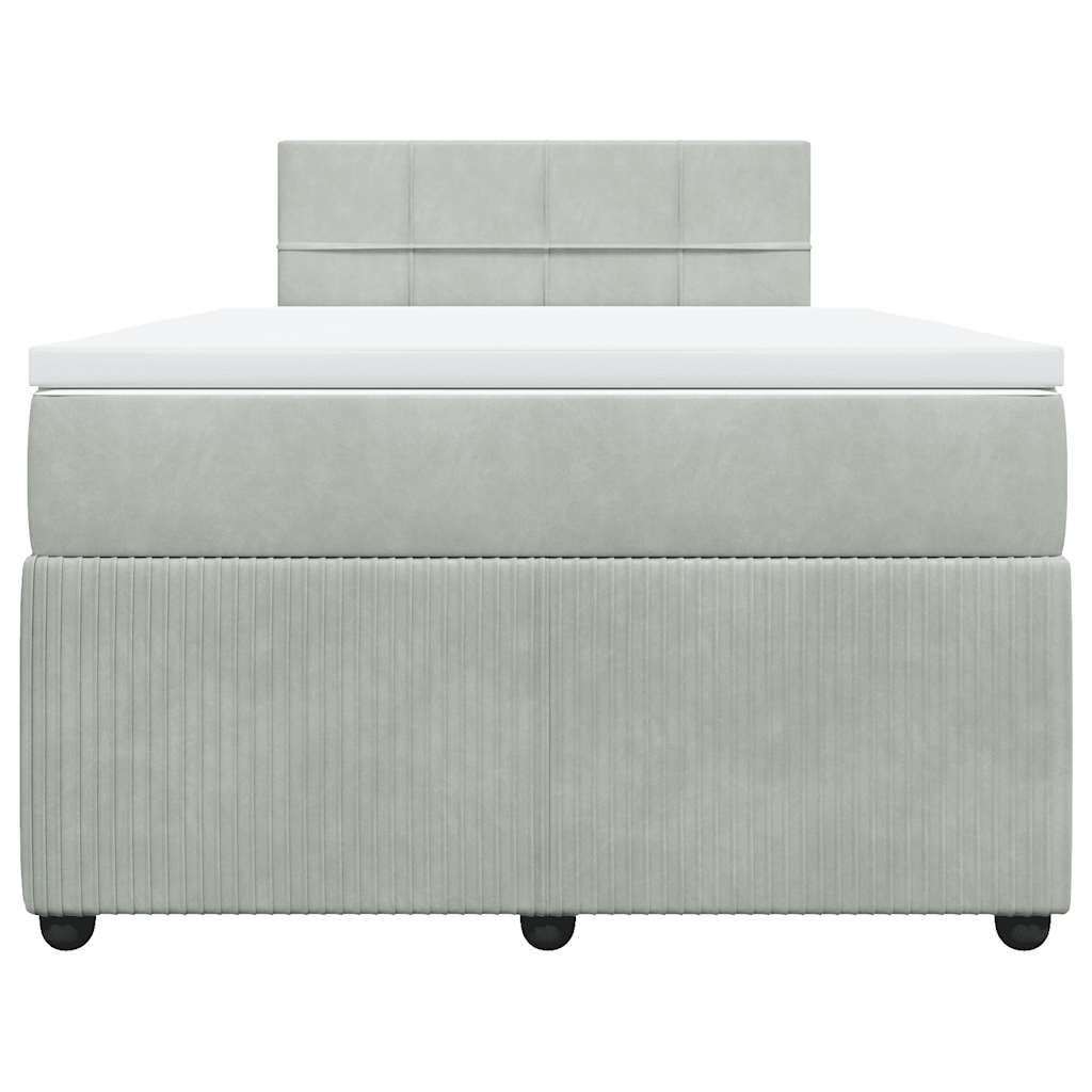 Cama boxspring c/ colchão 120x200 cm veludo cinzento-claro