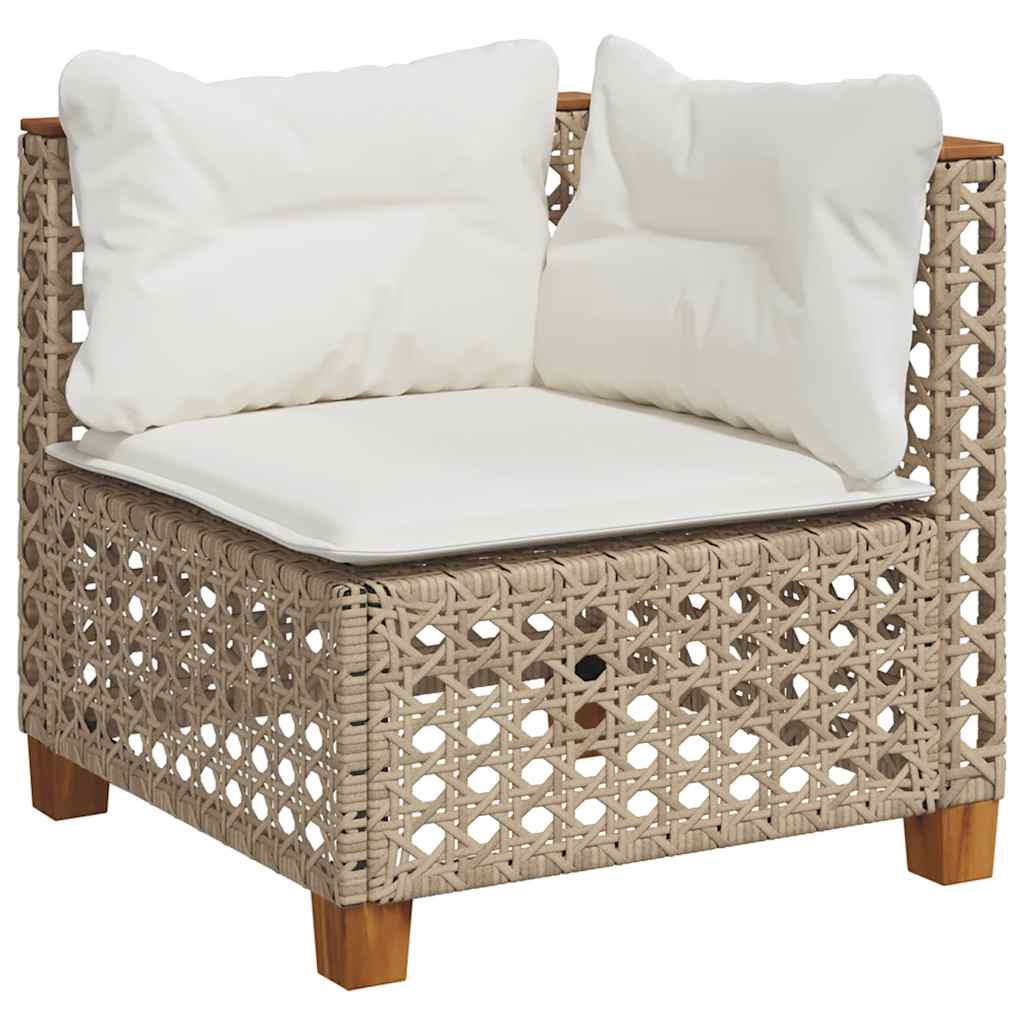 6 Pcs conjunto de sofás p/ jardim com almofadões vime PE bege