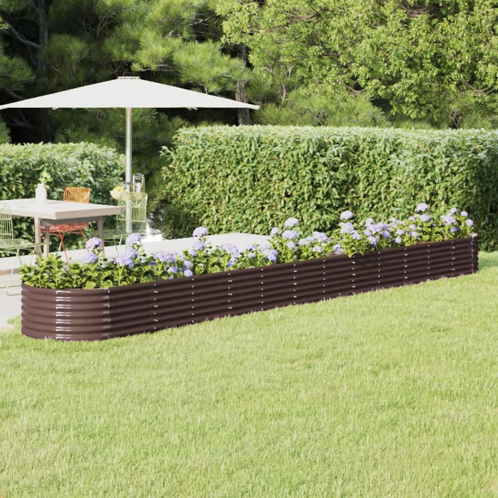 Canteiro elevado jardim 512x80x36cm aço galvanizado castanho