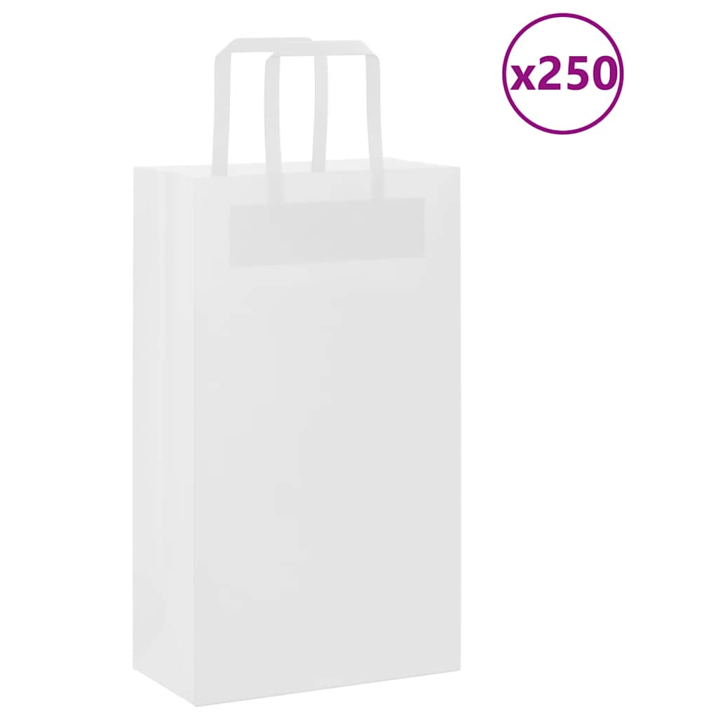 Sacos de papel 250 unid com alças branco 21x11x36 cm
