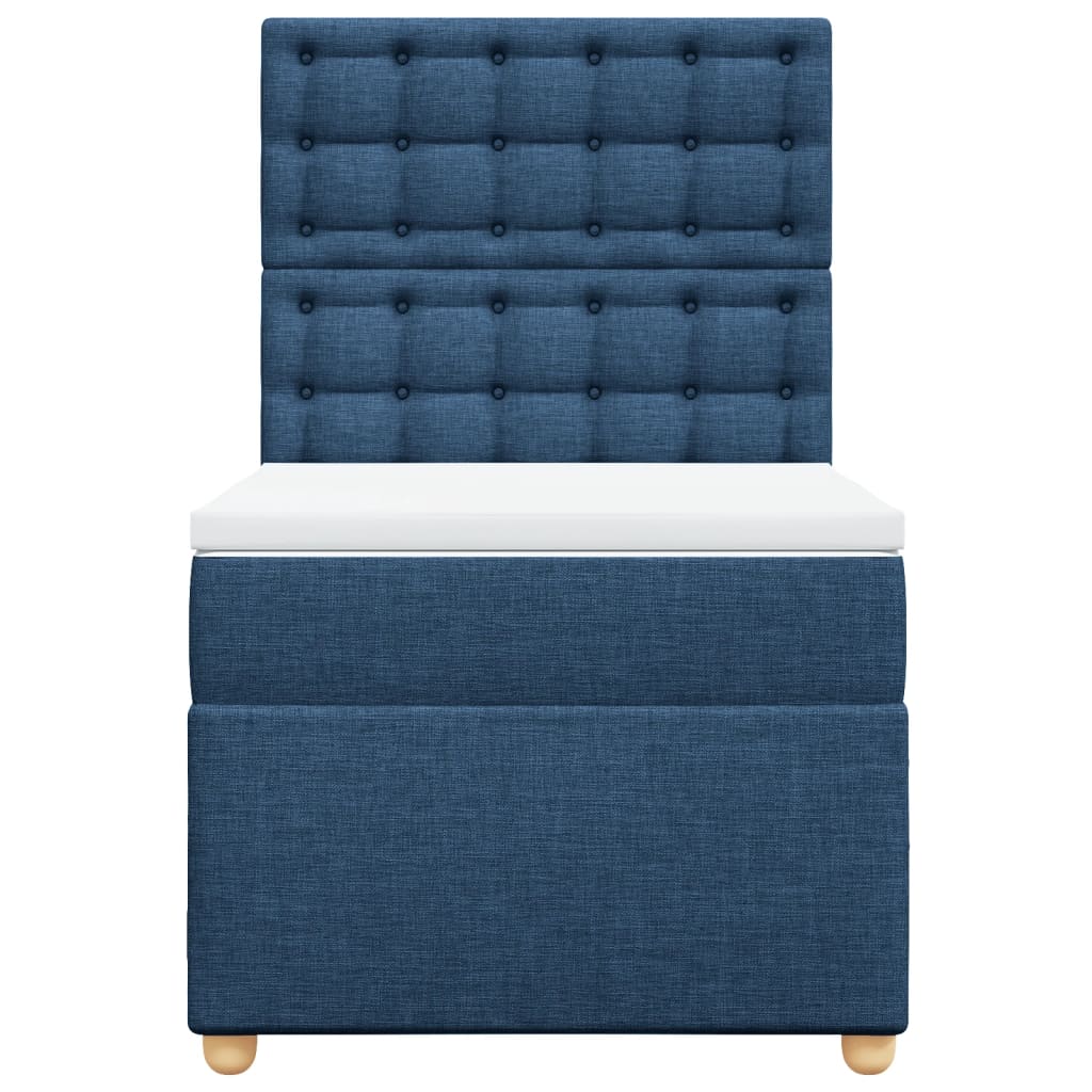 Cama com molas/colchão 80x200 cm tecido azul