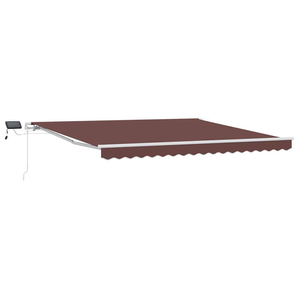 Toldo retrátil manual com luz LED 400x300 cm castanho