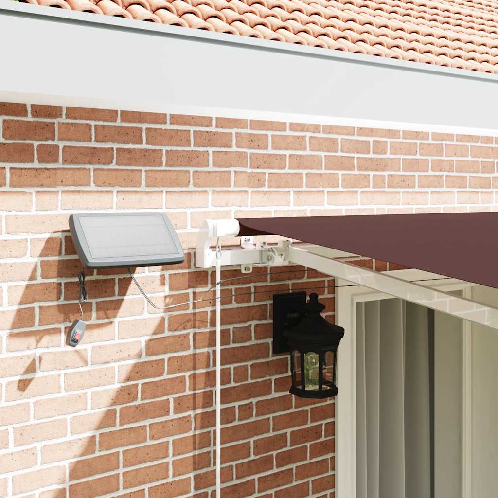 Toldo retrátil manual com luz LED 400x300 cm castanho