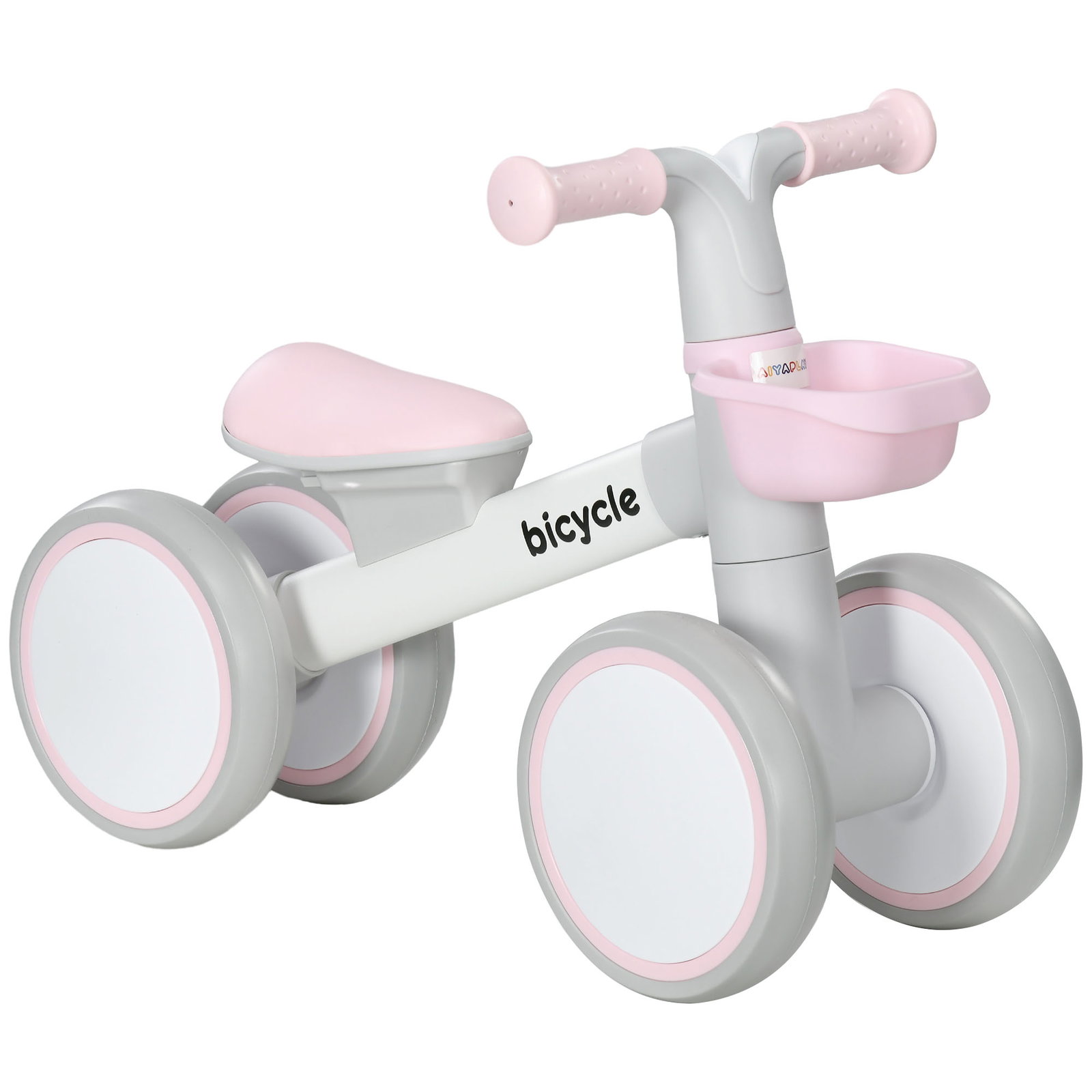 Bicicleta sem pedais para crianças de 12-36 meses bicicleta de equilíbrio com assento ajustável 56x27x39 cm rosa