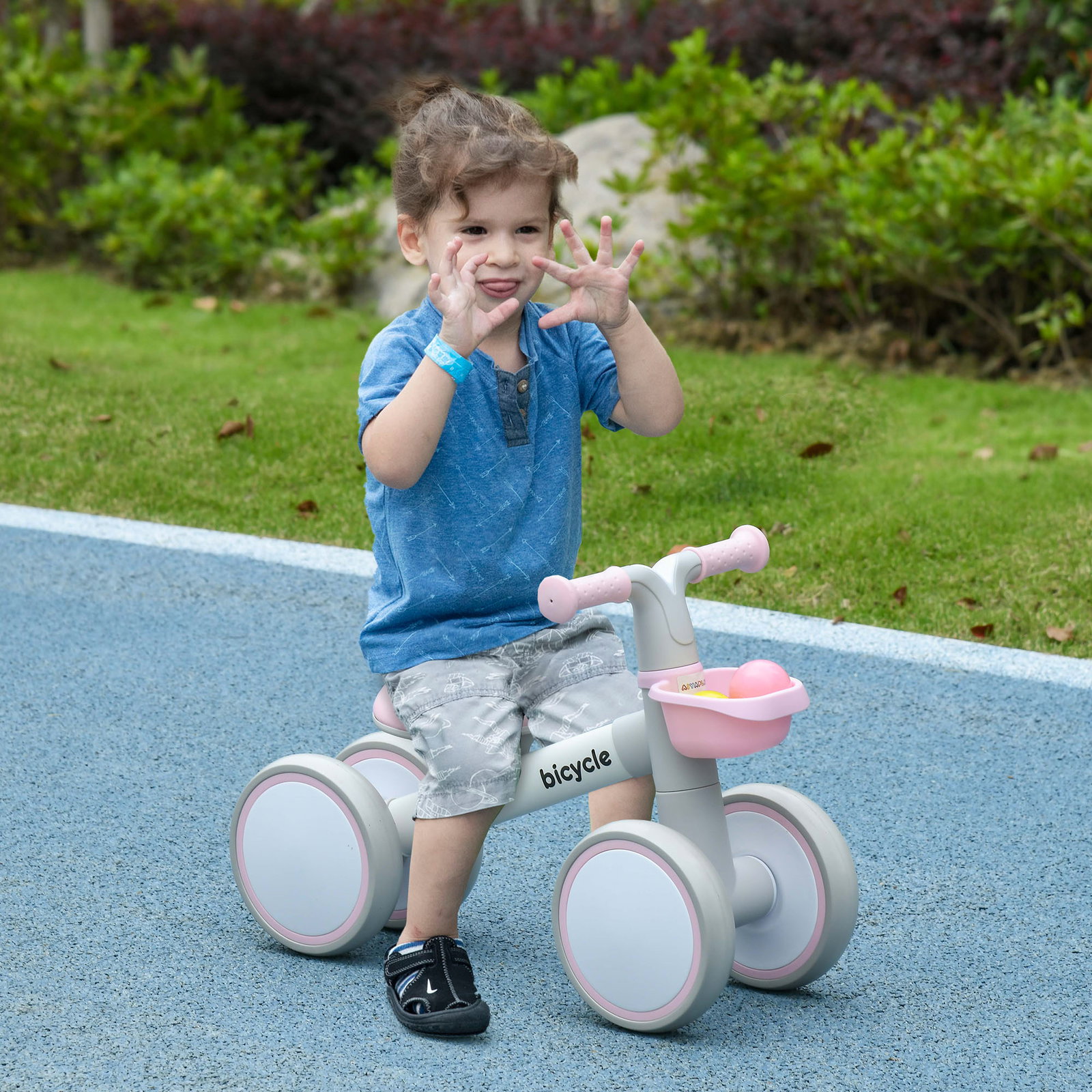 Bicicleta sem pedais para crianças de 12-36 meses bicicleta de equilíbrio com assento ajustável 56x27x39 cm rosa
