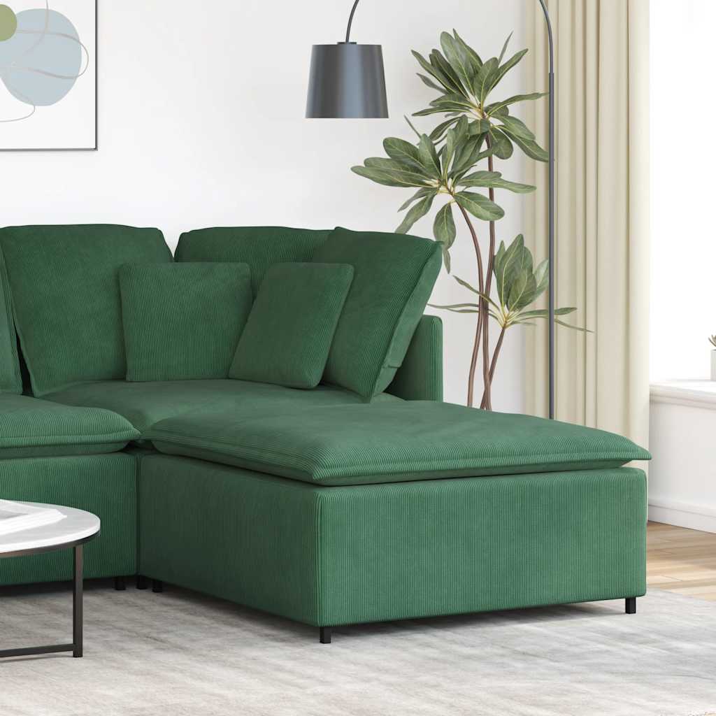 Módulo de sofá modular com apoio para os pés, verde escuro, 100x100x48 cm