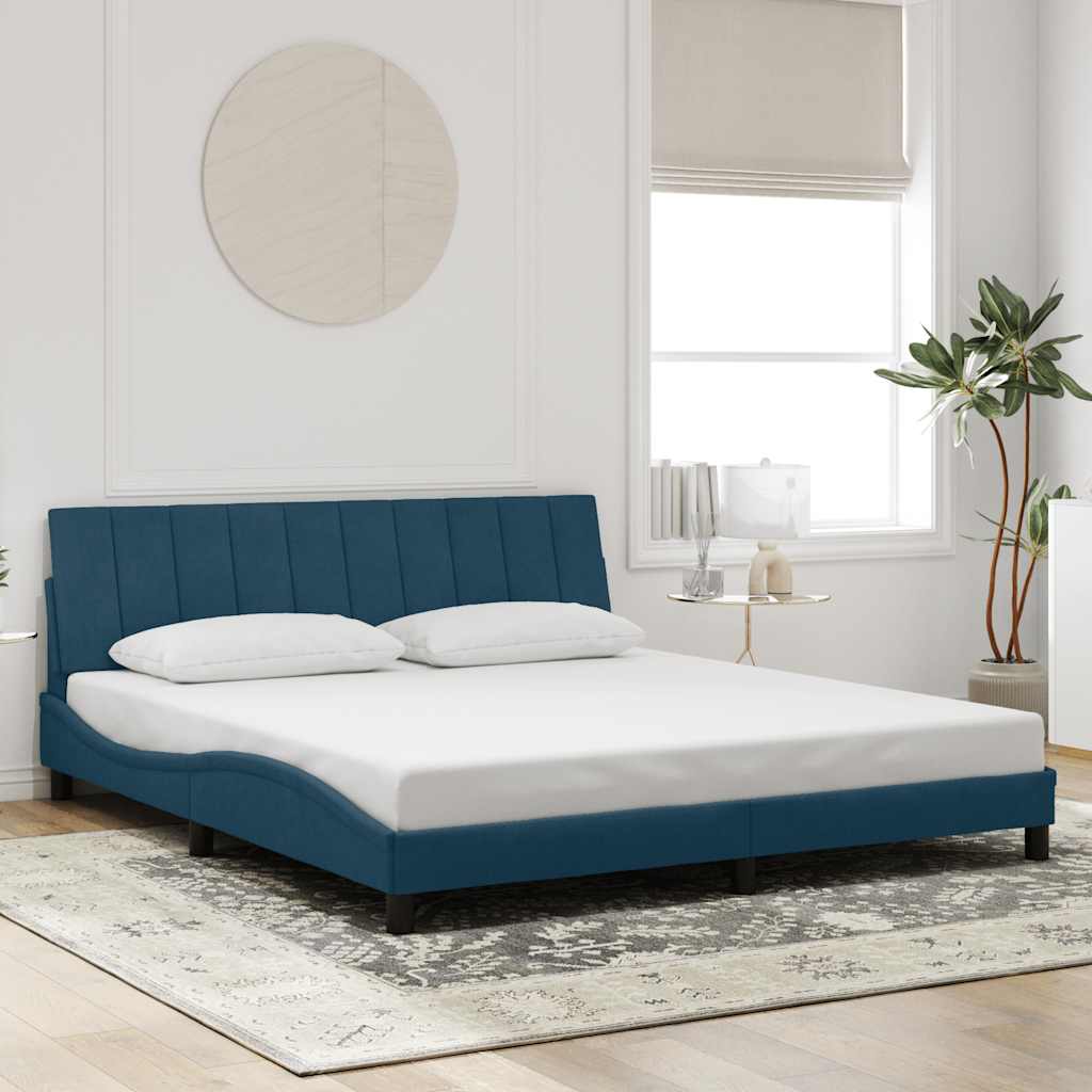Estrutura de cama sem colchão hanko 180x200 cm veludo azul