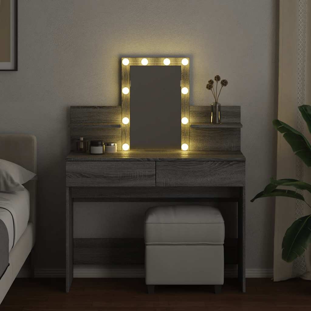 Toucador com leds 100x40x130 cm sonoma cinza