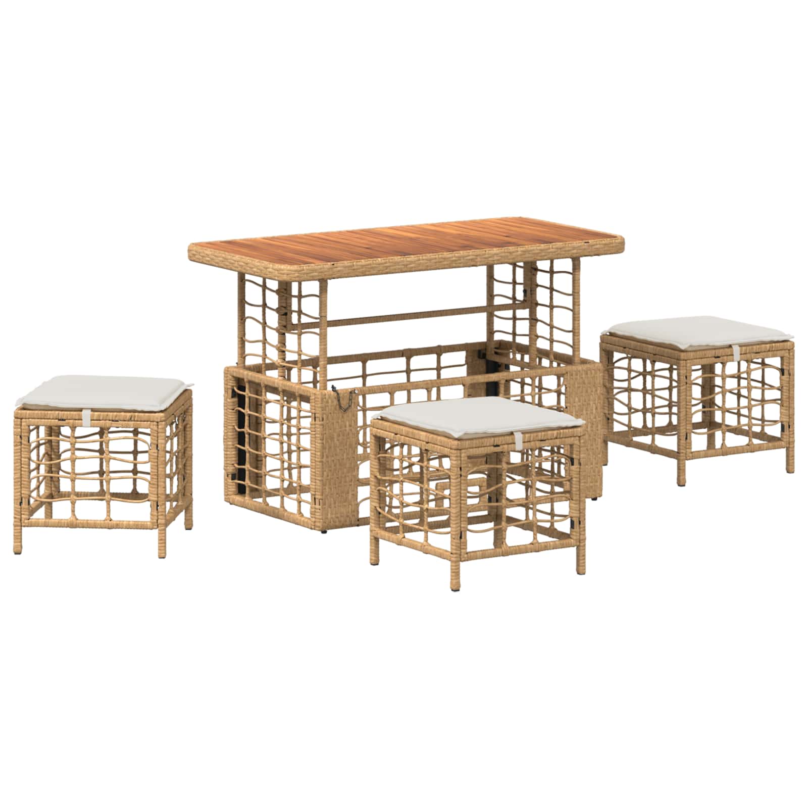 Conjunto de jantar para jardim 4 unid. natural e branco