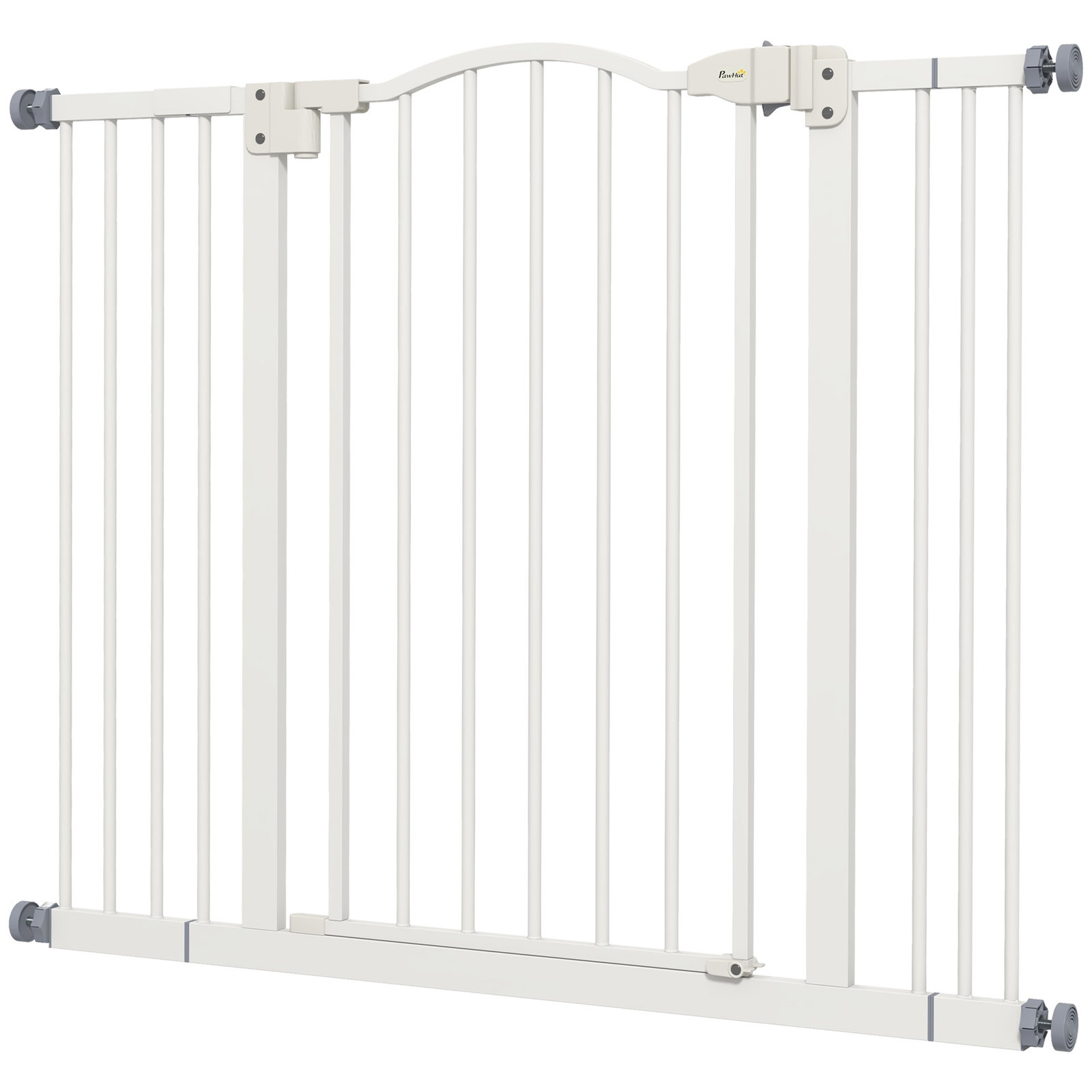 Barreira de segurança para cães com largura ajustável 74-100 cm e extensões para escadas e portas branco