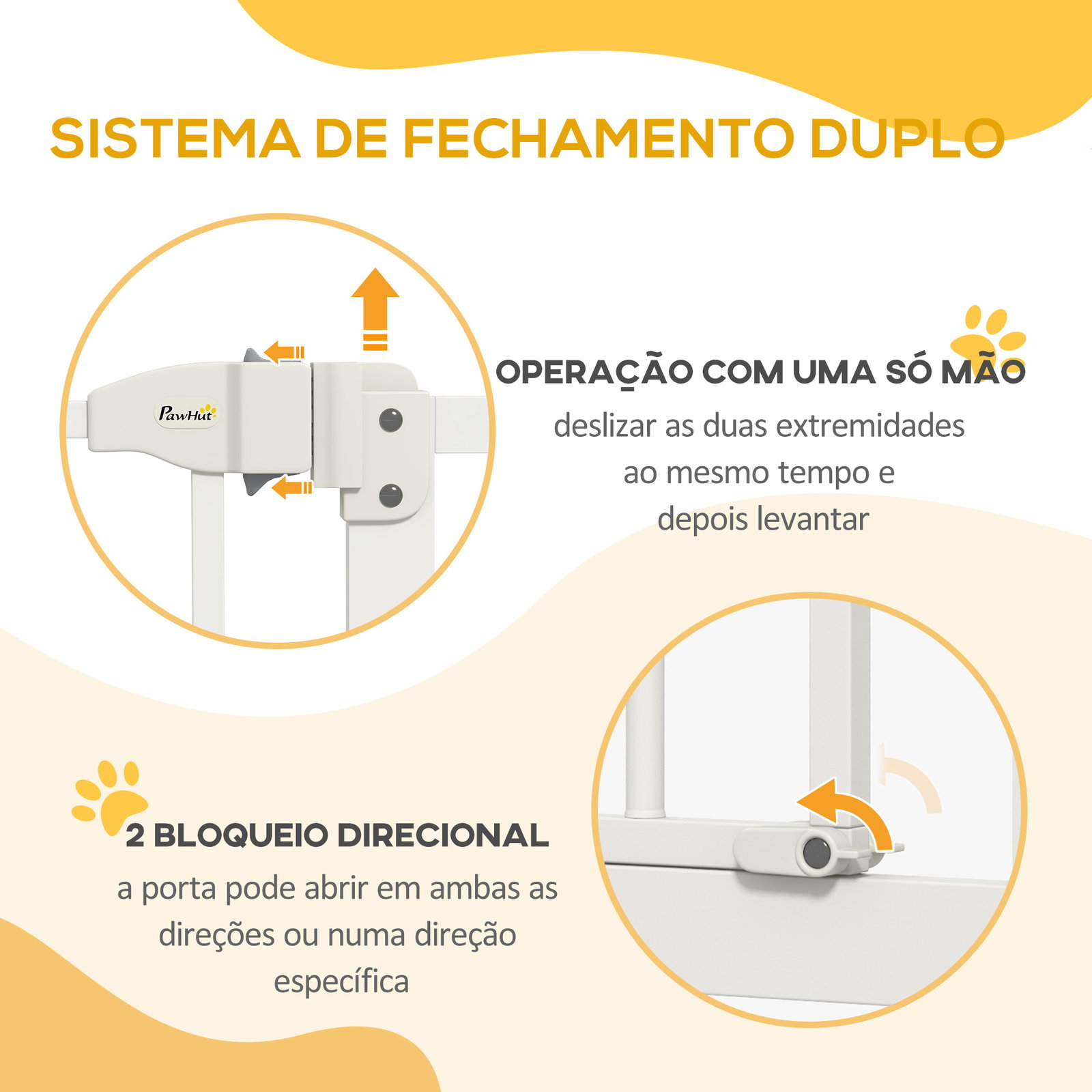 Barreira de segurança para cães com largura ajustável 74-100 cm e extensões para escadas e portas branco