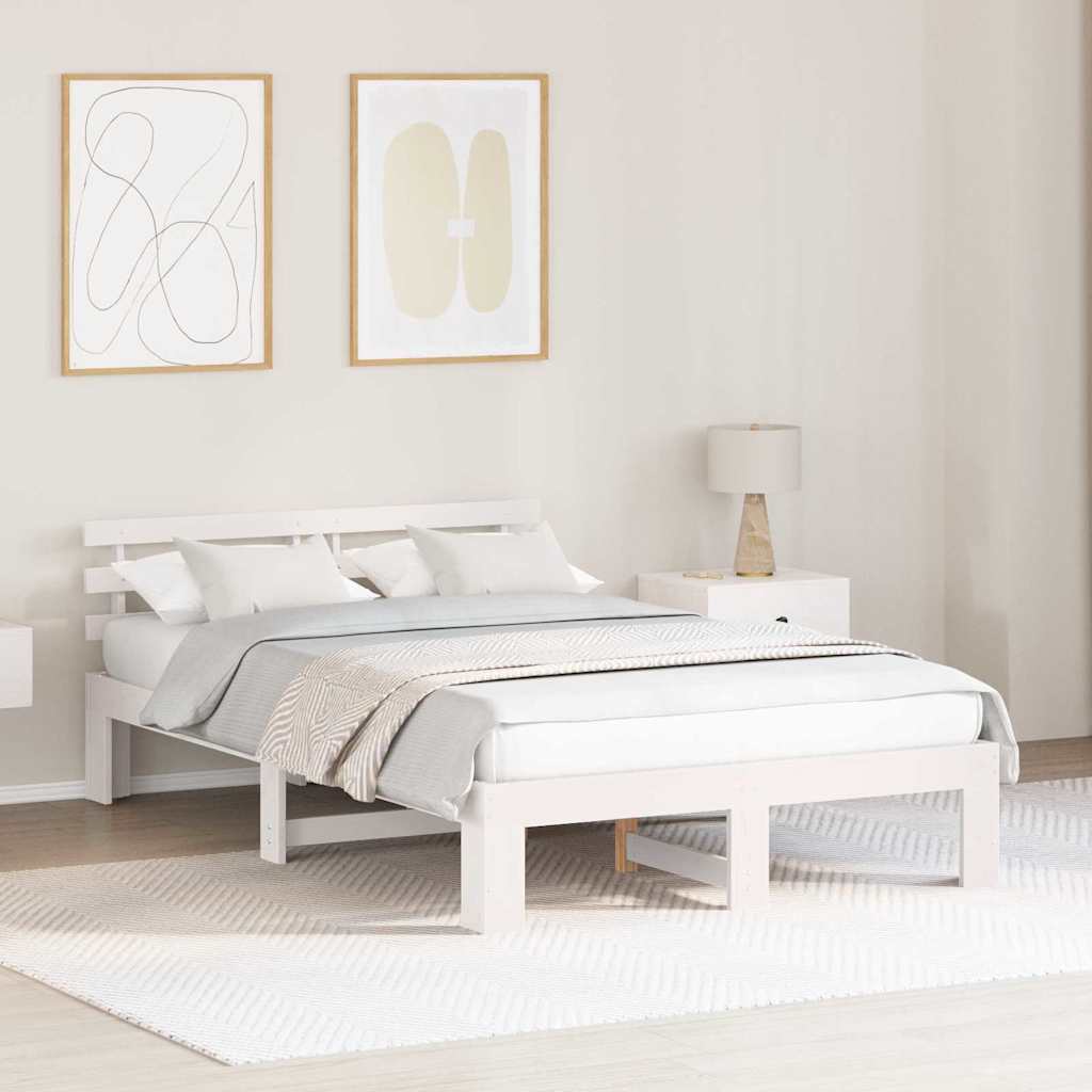 Estrutura da cama com cabeceira branco 135 x 190 cm