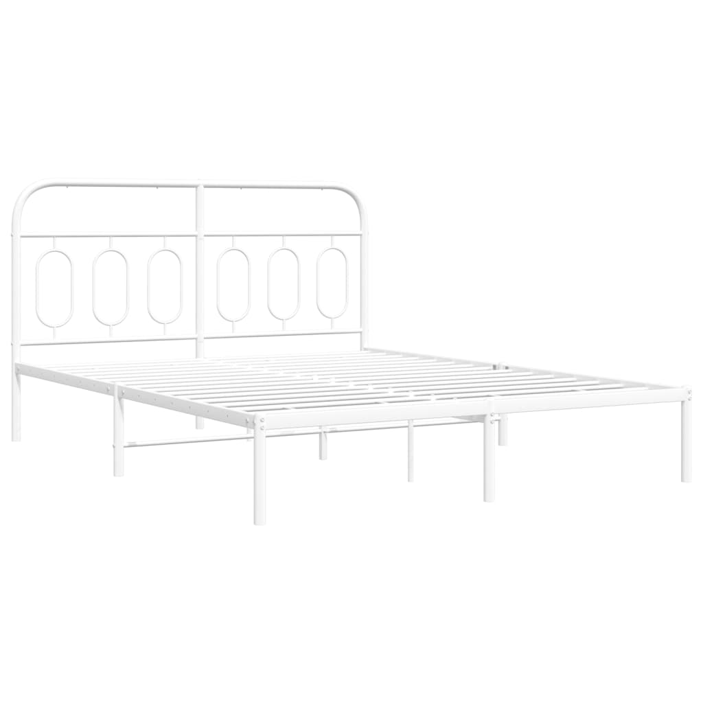 Estrutura de cama com cabeceira 135x190 cm metal branco