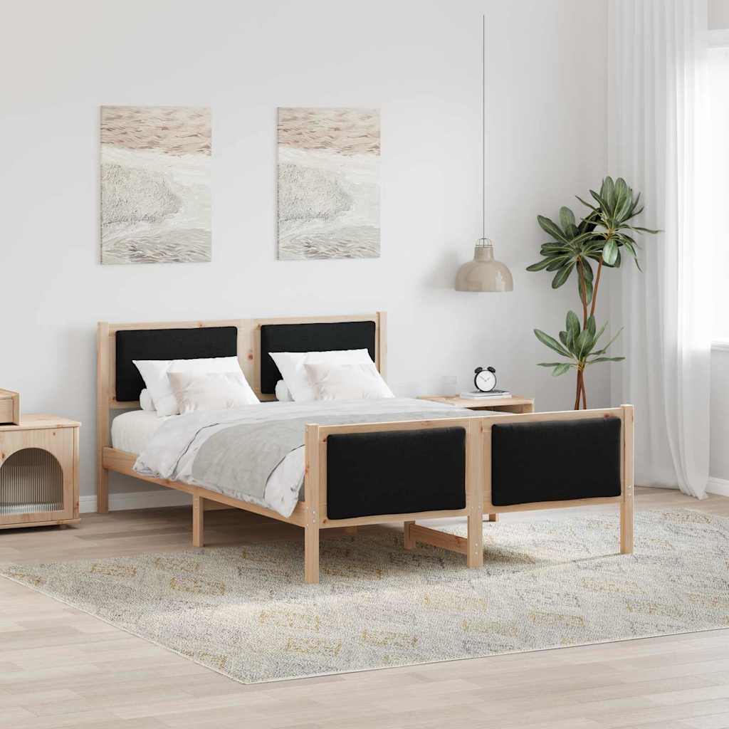 Estrutura da cama com cabeceira preto 140 x 190 cm tecido