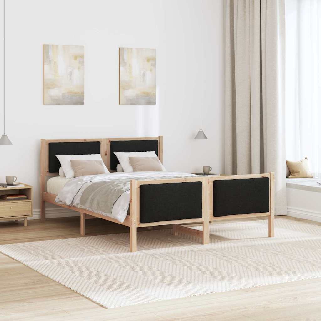 Estrutura da cama com cabeceira preto 140 x 190 cm tecido