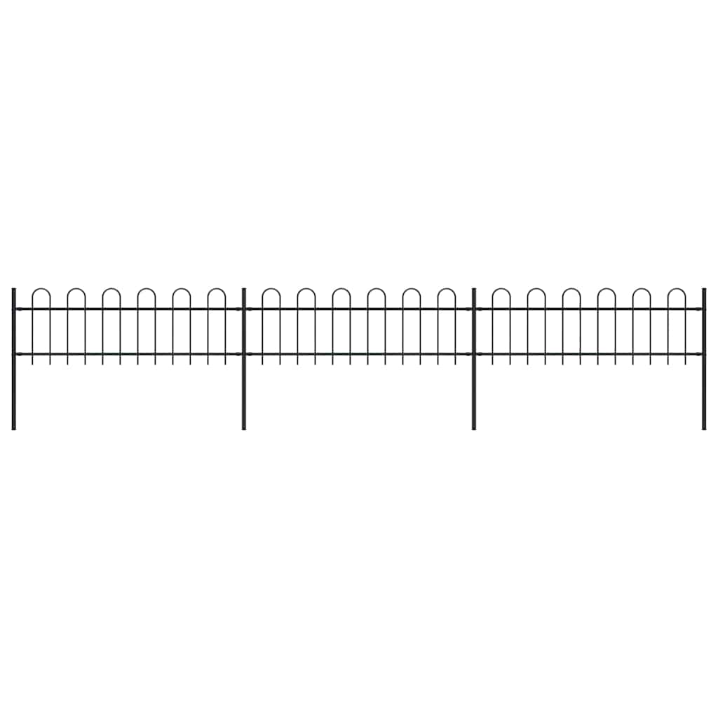 Cerca de jardim com arco superior em aço 504x60 cm preta
