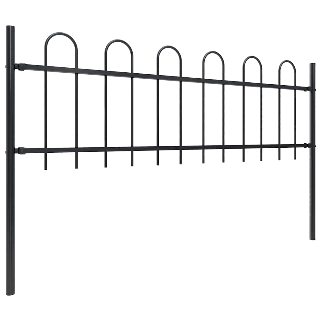 Cerca de jardim com arco superior em aço 504x60 cm preta