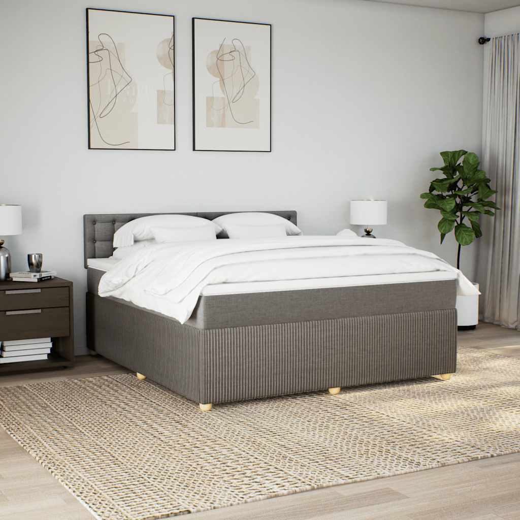 Cama com molas/colchão 180x200 cm tecido castanho-acinzentado