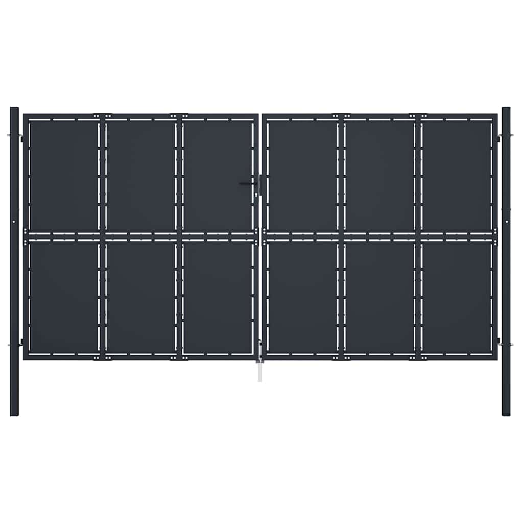 Portão de jardim em aço 400 x 175 cm antracite