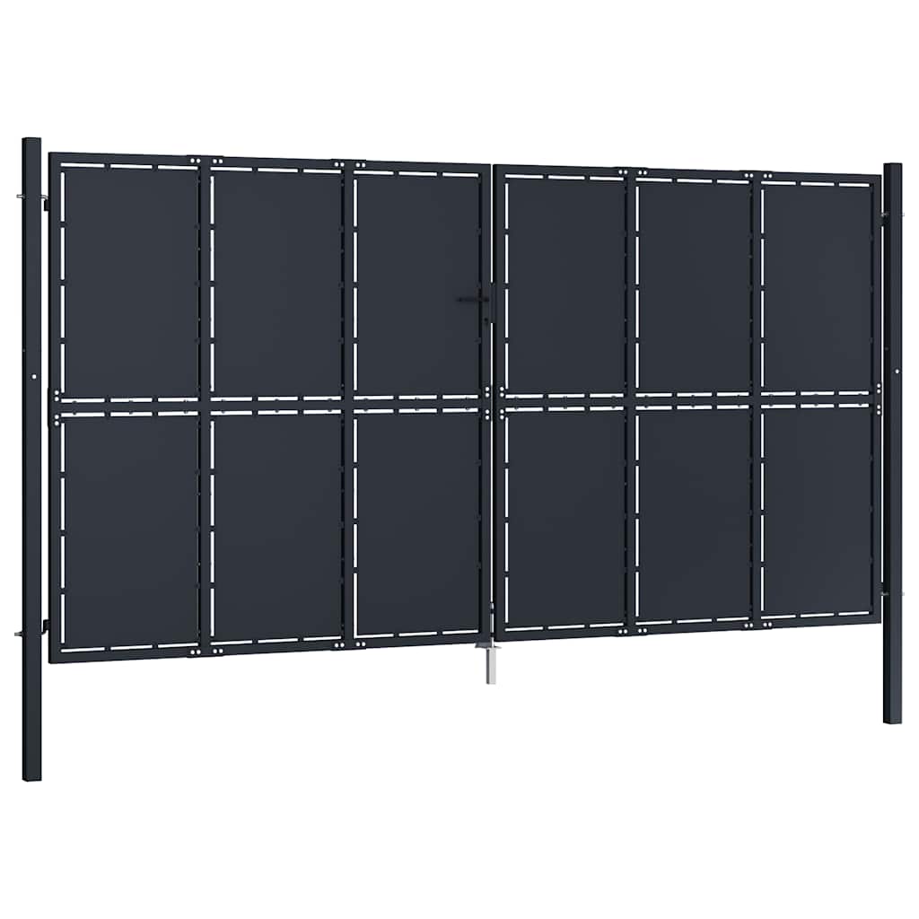 Portão de jardim em aço 400 x 175 cm antracite