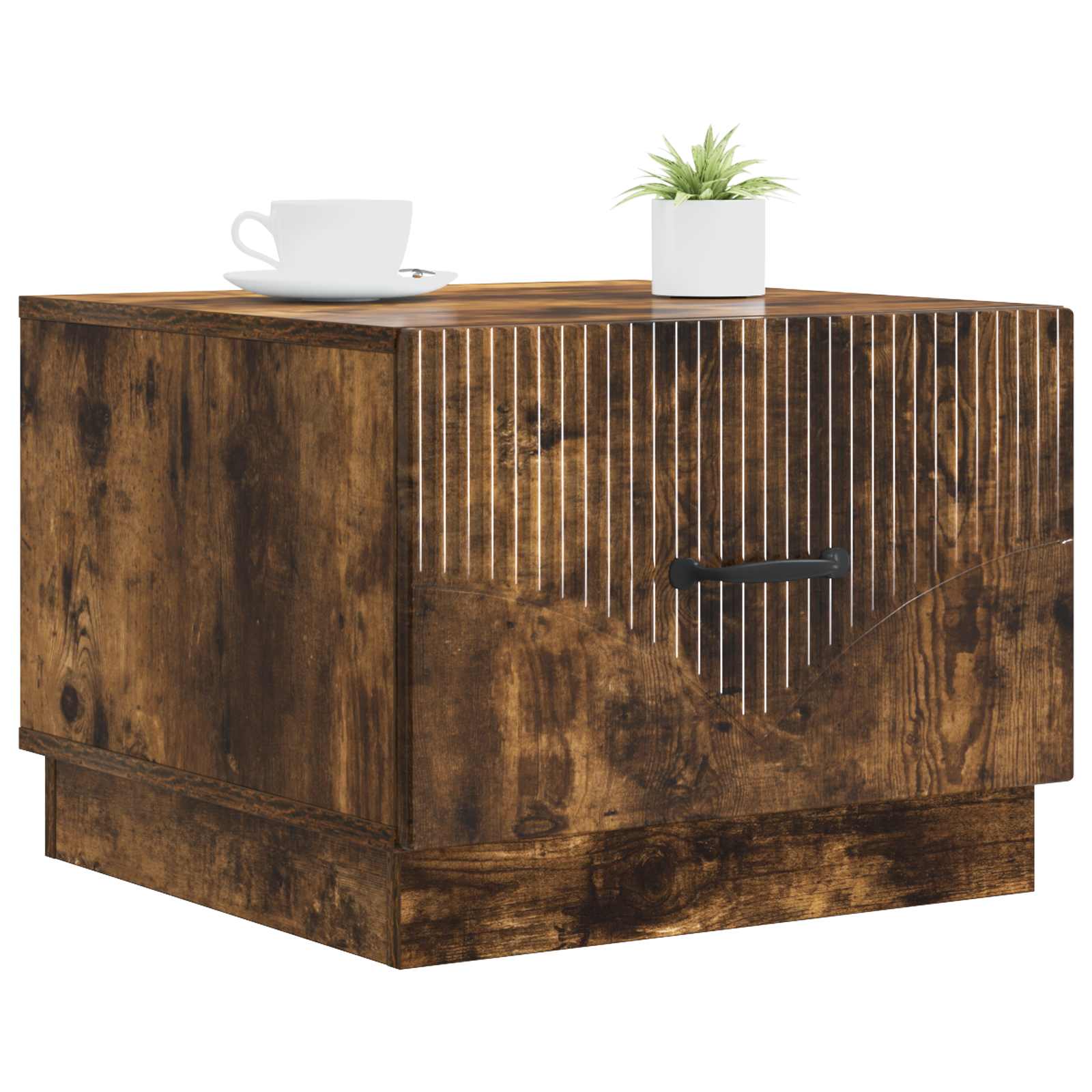 Mesa de centro com gaveta carvalho fumado 49 x 50 x 37 cm
