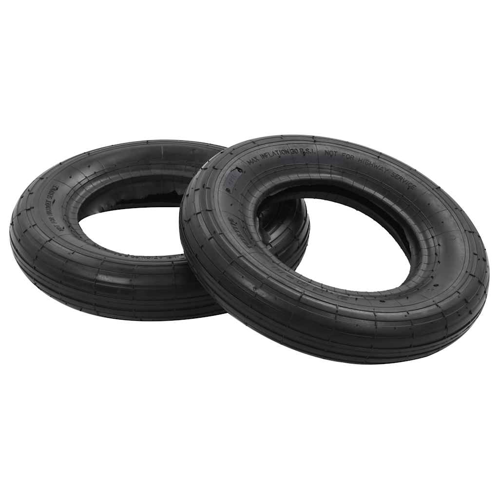 Conj. pneus e câmaras p/ carrinho mão 4 pcs 3.50-8 4pr borracha