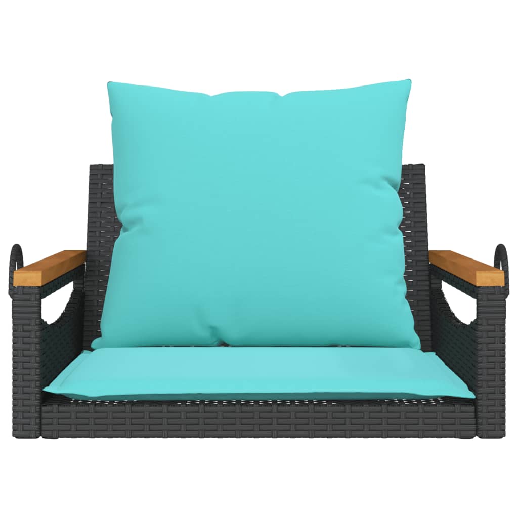 Banco baloiço com almofadões 63x62x40 cm vime PE preto