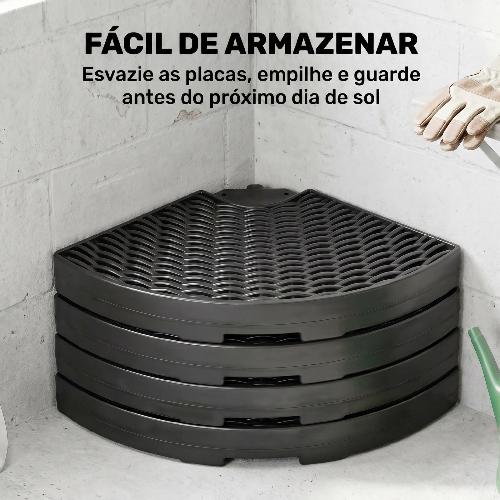 Base para chapéu de sol de 4 peças recarregável com areia 68 kg ou água 52 kg para jardim pátio ou terraço preto