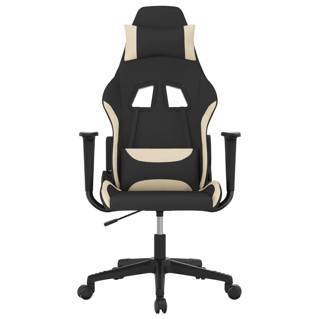 Cadeira de gaming tecido cor preto e creme