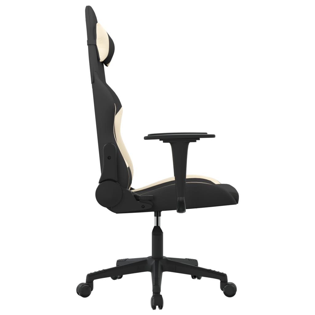 Cadeira de gaming tecido cor preto e creme