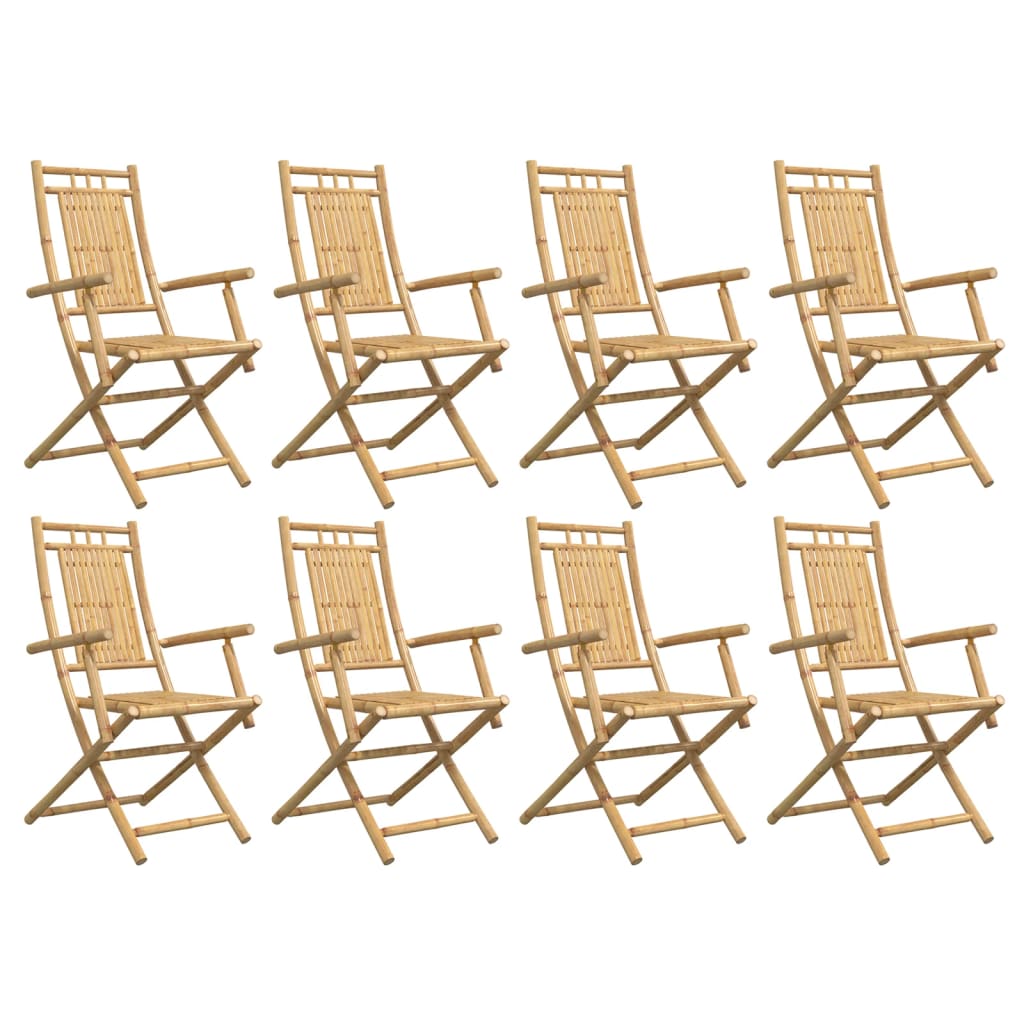 Cadeiras de jardim dobráveis 8 pcs 53x66x99 cm bambu