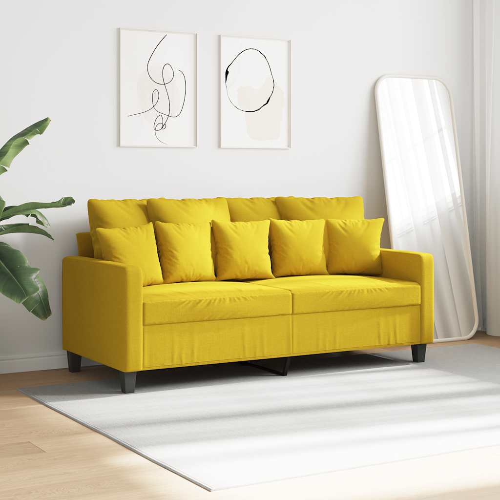 Sofá de 2 lugares 140 cm tecido amarelo-claro