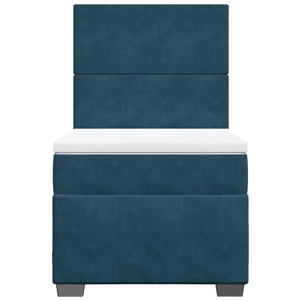 Cama boxspring com colchão 80x200 cm veludo azul