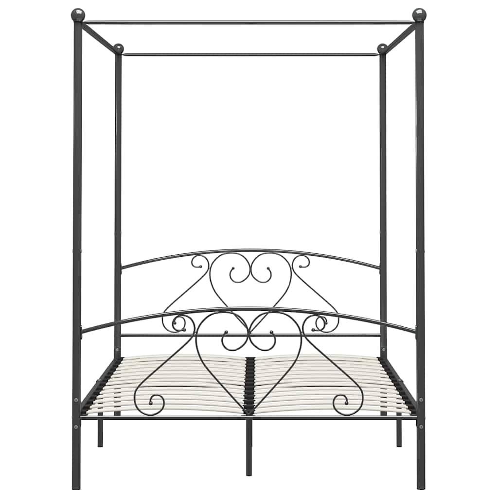 Estrutura de cama com dossel 160x200 cm metal cinzento