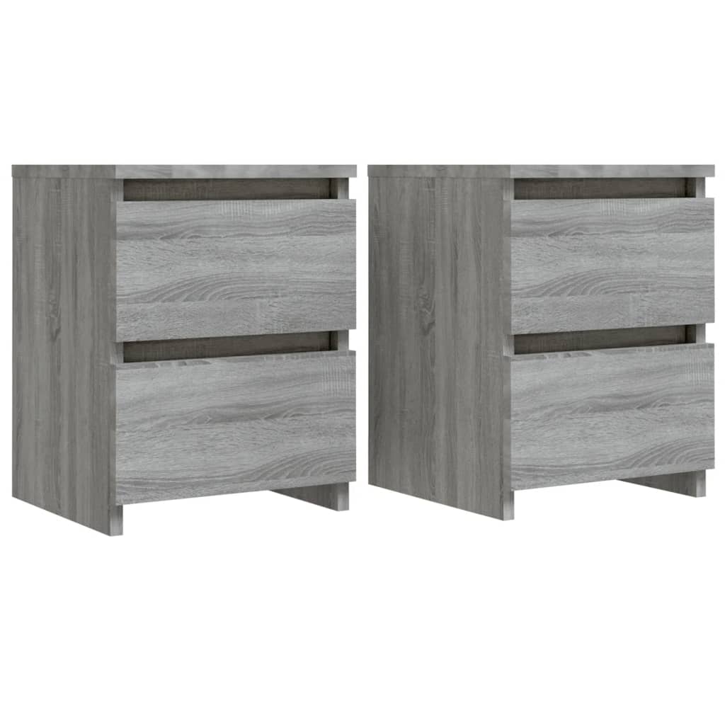 Mesa cabeceira 2pcs 30x30x40 cm madeira sonoma processada cinza