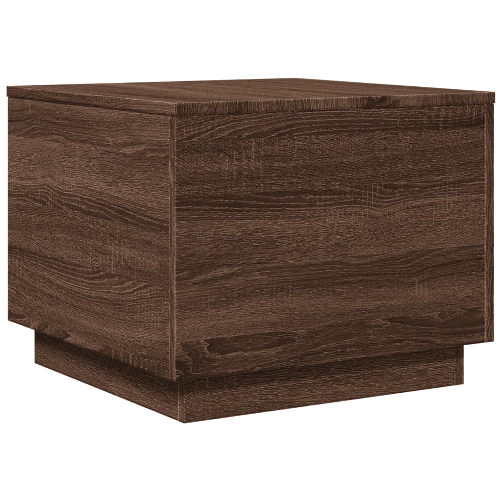 Mesa de centro com luzes LED 50x50x40 cm carvalho castanho