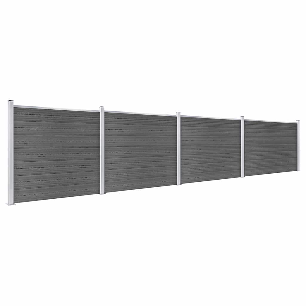 Conjunto painel de cerca 699x146 cm wpc preto