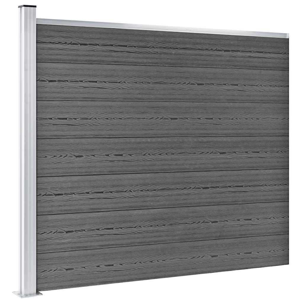 Conjunto painel de cerca 699x146 cm wpc preto