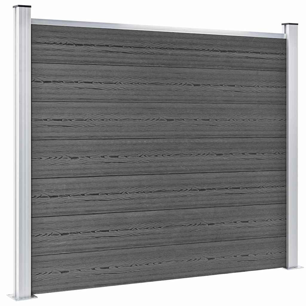 Conjunto painel de cerca 699x146 cm wpc preto