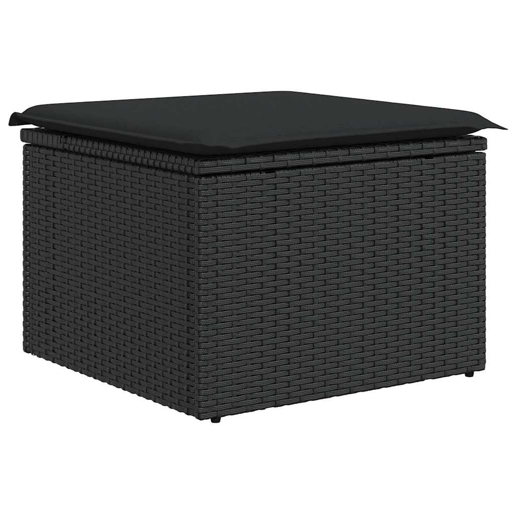 13 Pcs conjunto de sofás de jardim com almofadões vime PE preto