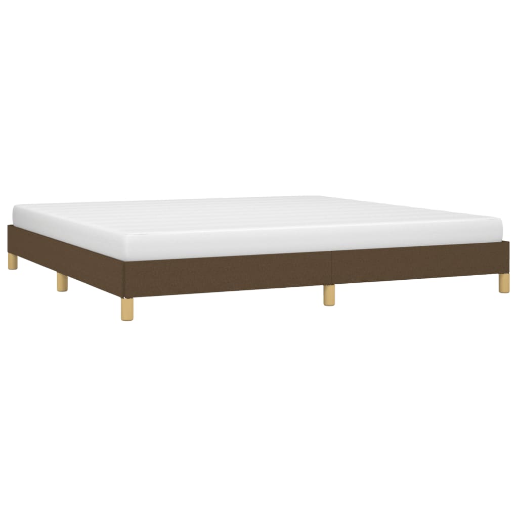 Estrutura de cama sem colchão 200x200 cm tecido castanho-escuro