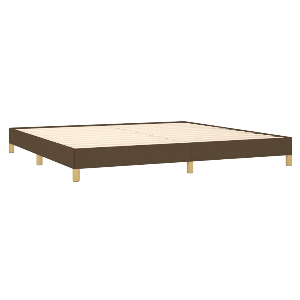 Estrutura de cama sem colchão 200x200 cm tecido castanho-escuro