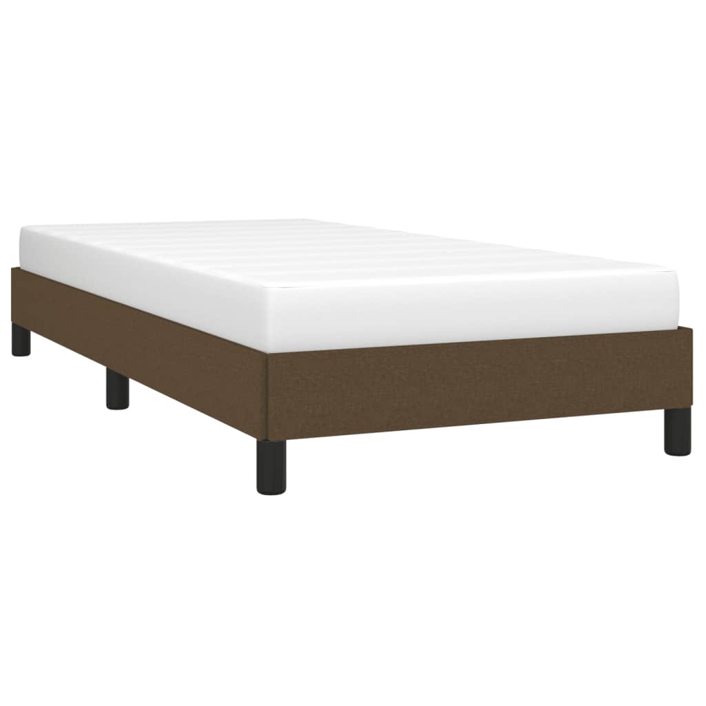 Estrutura de cama sem colchão 100x200 cm tecido castanho-escuro