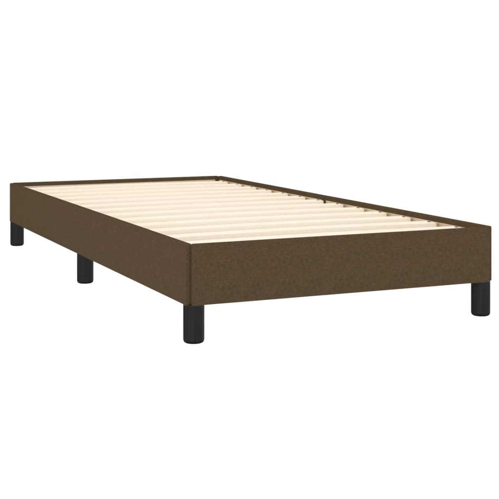 Estrutura de cama sem colchão 100x200 cm tecido castanho-escuro