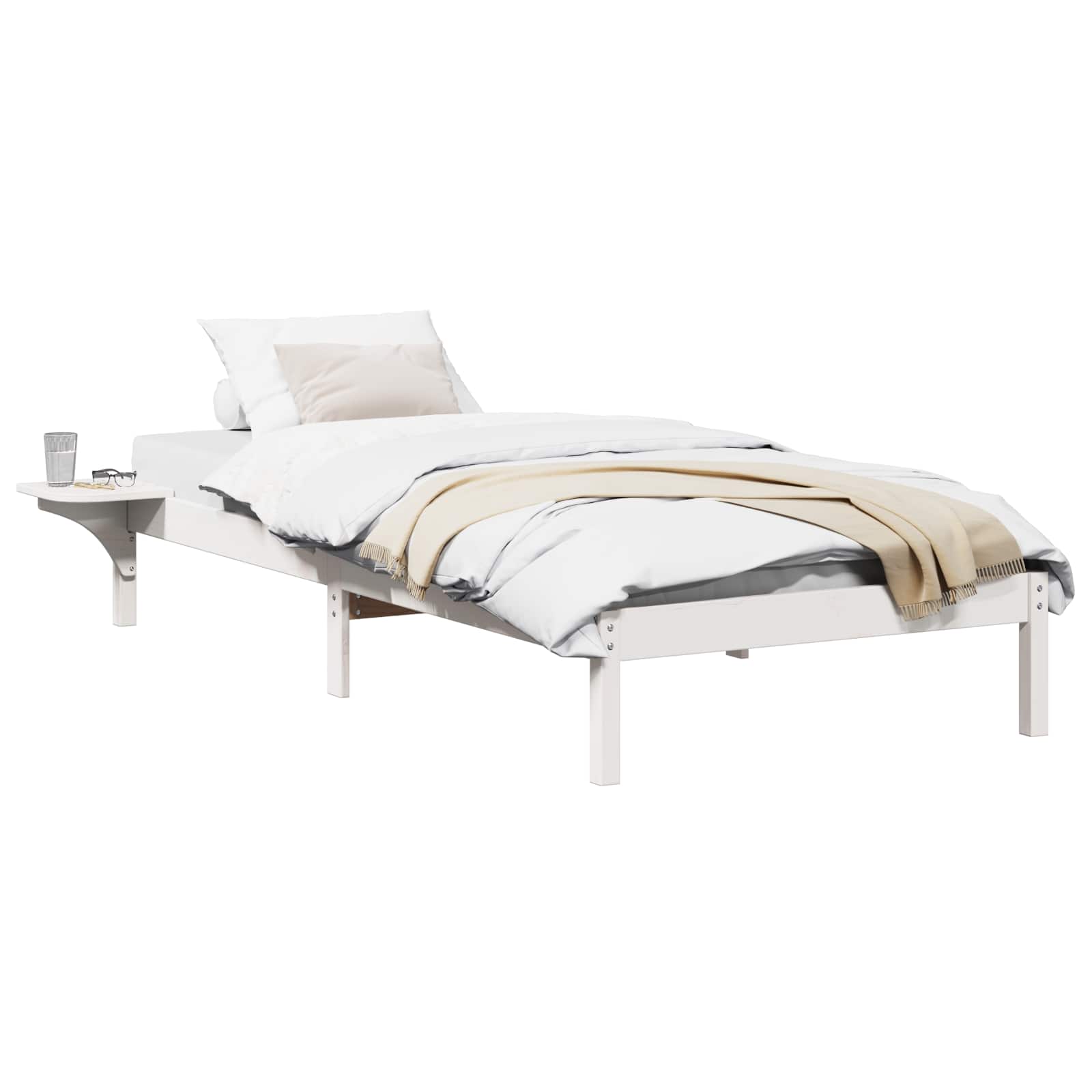 Estrutura da cama branco 90 x 200 cm madeira de pinheiro sólida