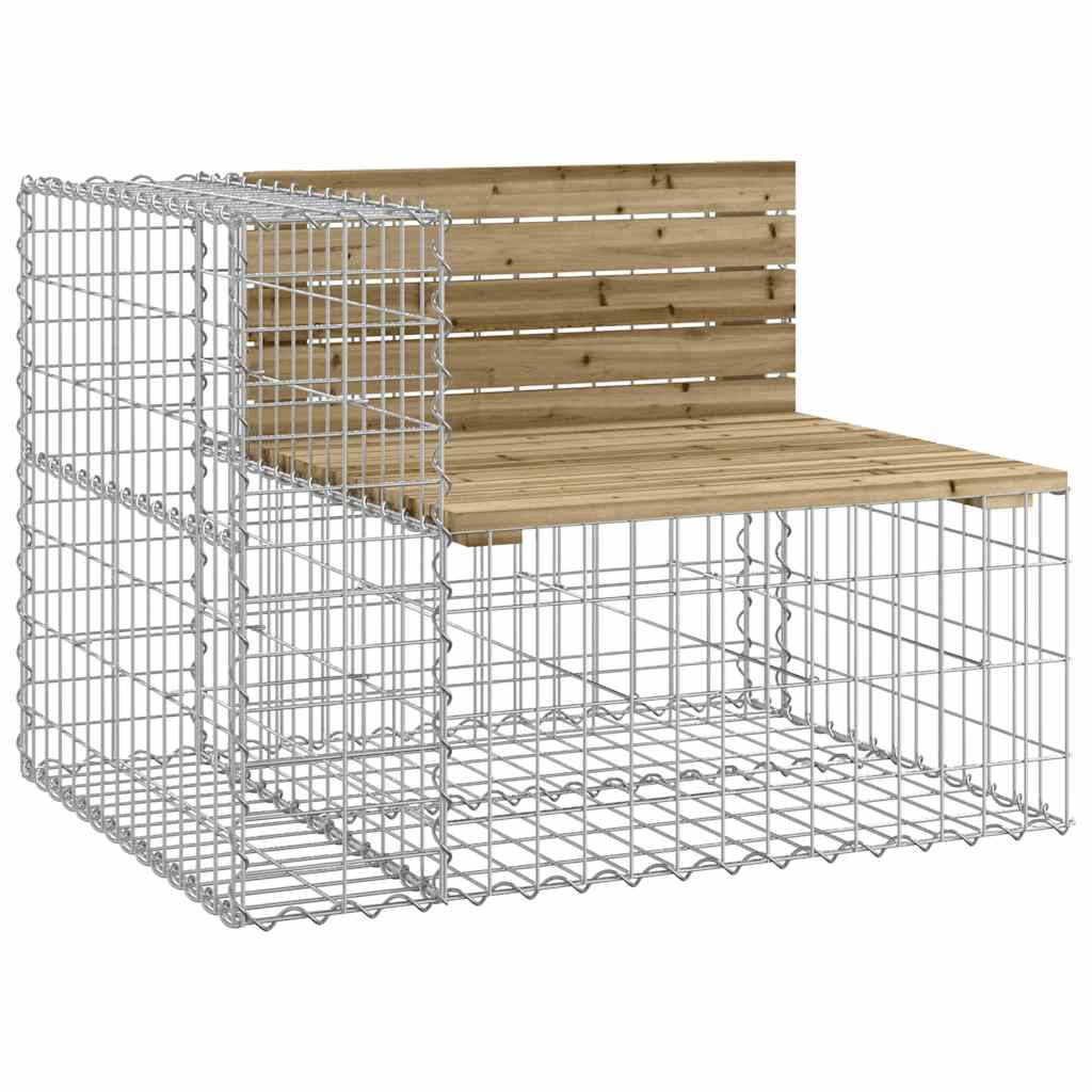 Banco de jardim c/ design gabião 184x71x65,5cm pinho impregnado