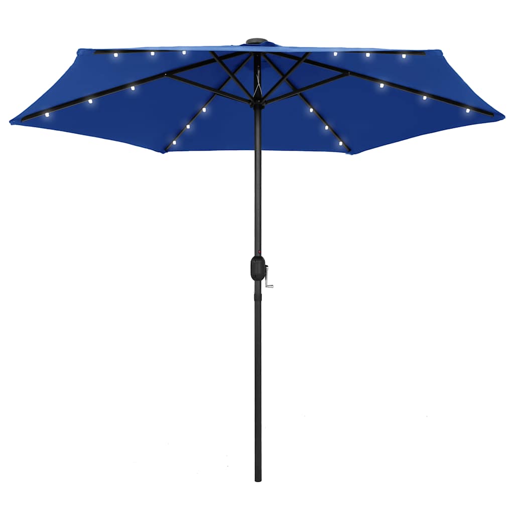 Guarda-sol jardim c/ luzes LED/poste alumínio 270 cm azul-ciano