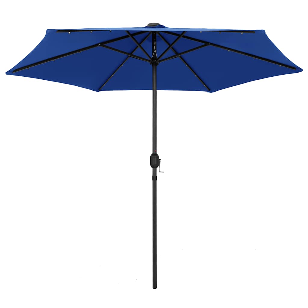 Guarda-sol jardim c/ luzes LED/poste alumínio 270 cm azul-ciano