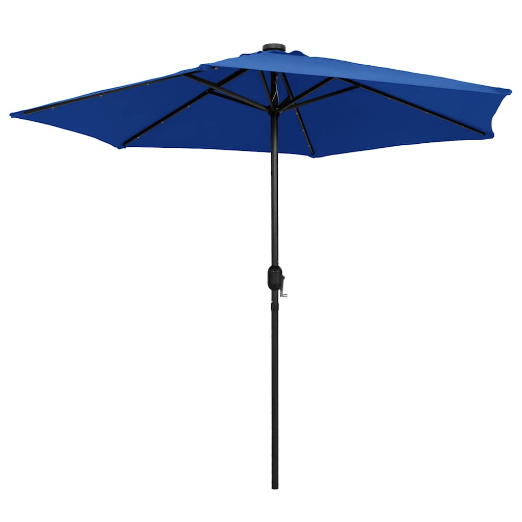Guarda-sol jardim c/ luzes LED/poste alumínio 270 cm azul-ciano